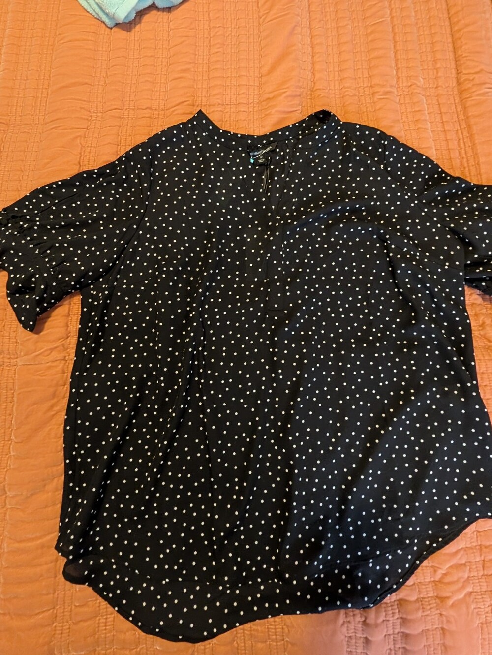 Black Polka Dot Short Sleeve Women's Shirt NWT